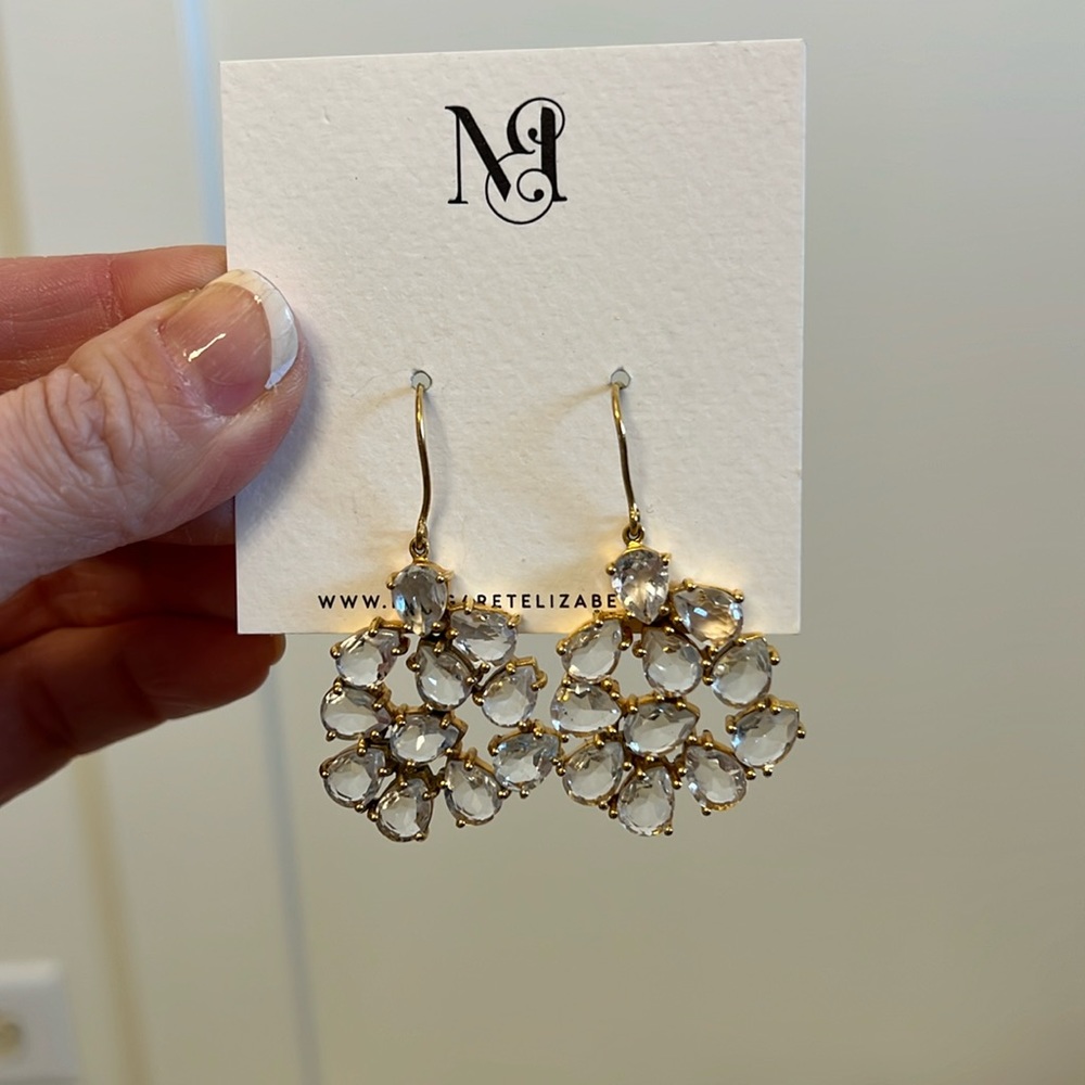 Margaret Elizabeth Dangle Earrings, Gold Plated, Semi-Precious Stones